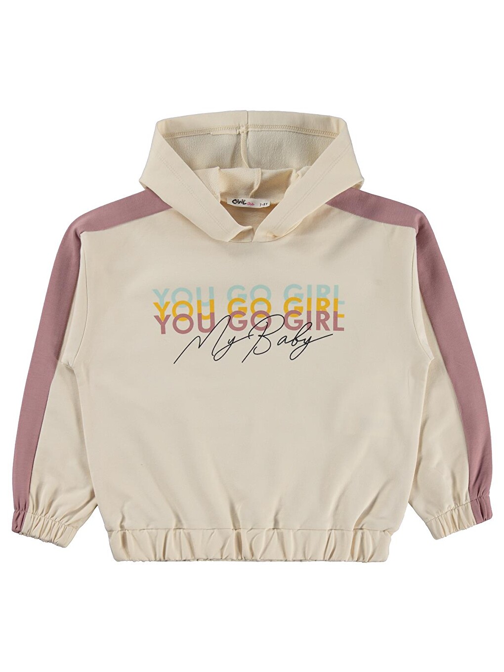 Girls Kapüşonlu 6-9 Yaş Eşofman Takımı - Bej-2