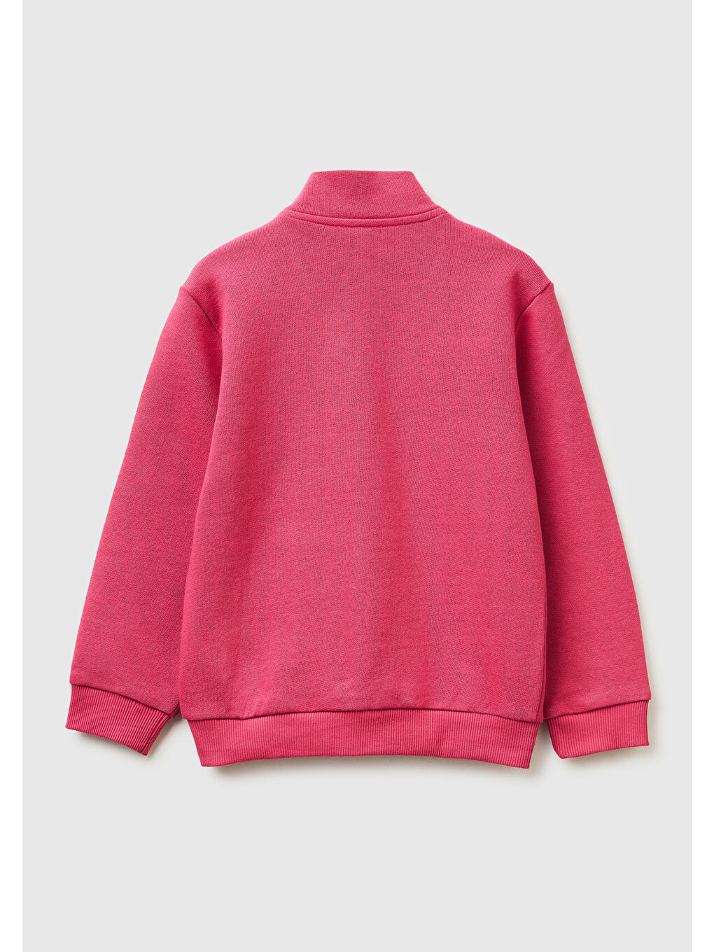 Kız Çocuk Koyu Pembe Simli Grafik Baskılı Logolu Cepli Fermuarlı Sweatshirt-1