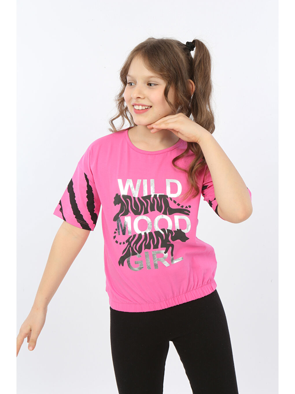 Fuşya Kız Çocuk Wild Wood Girl Baskılı Tişört-1