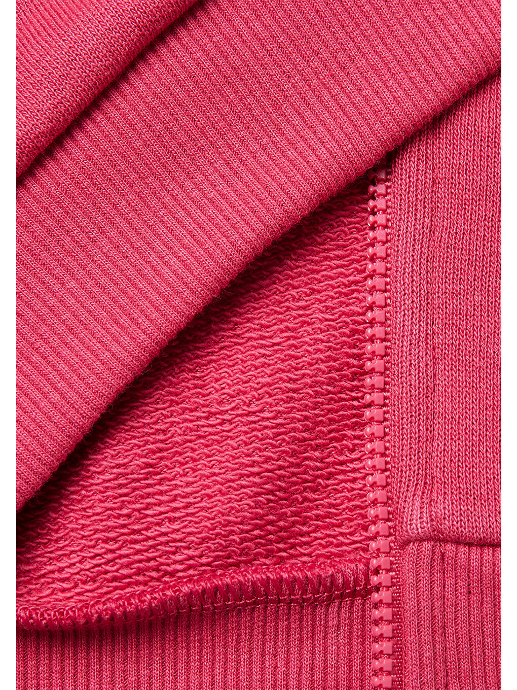 Kız Çocuk Koyu Pembe Simli Grafik Baskılı Logolu Cepli Fermuarlı Sweatshirt-2