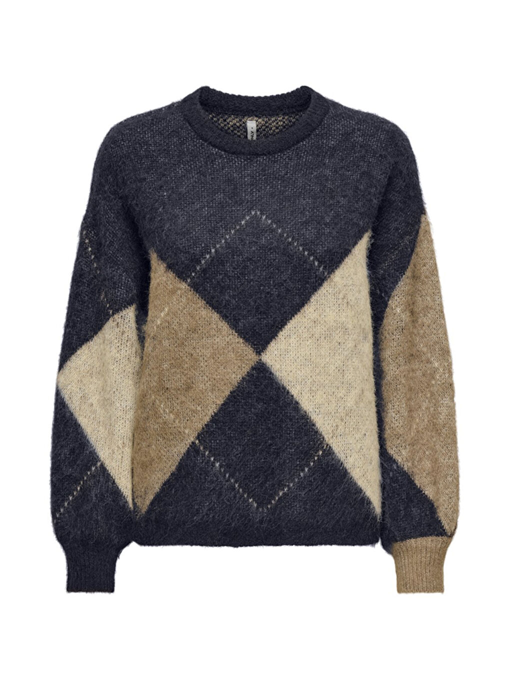 Lacivert Onlnoeme Baklava Desenli Yün Karışımlı Regular Fit Örme Kazak 15353226-4