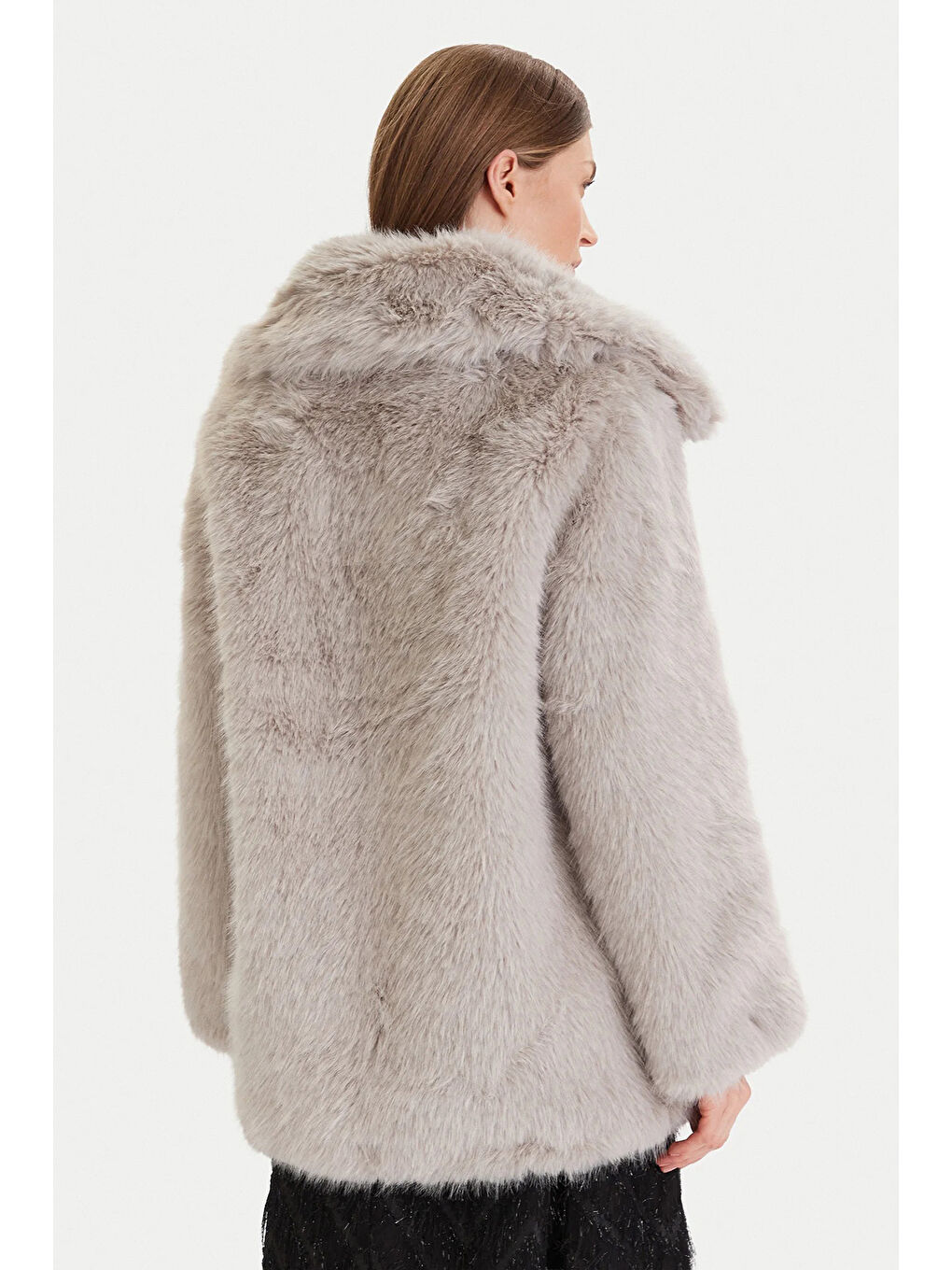 Bej Onlashia Regular Fit Yumuşak Tüylü Şal Yaka Mont 15356621-3