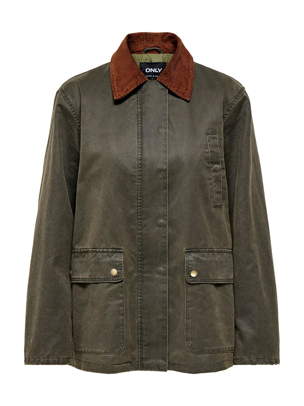 Yeşil Onlashia Pamuklu Regular Fit Ceket Yaka Mont 15357495