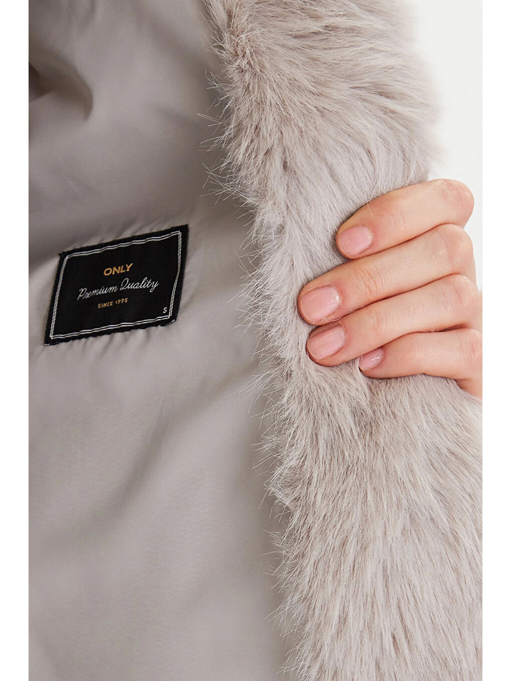 Bej Onlashia Regular Fit Yumuşak Tüylü Şal Yaka Mont 15356621-6