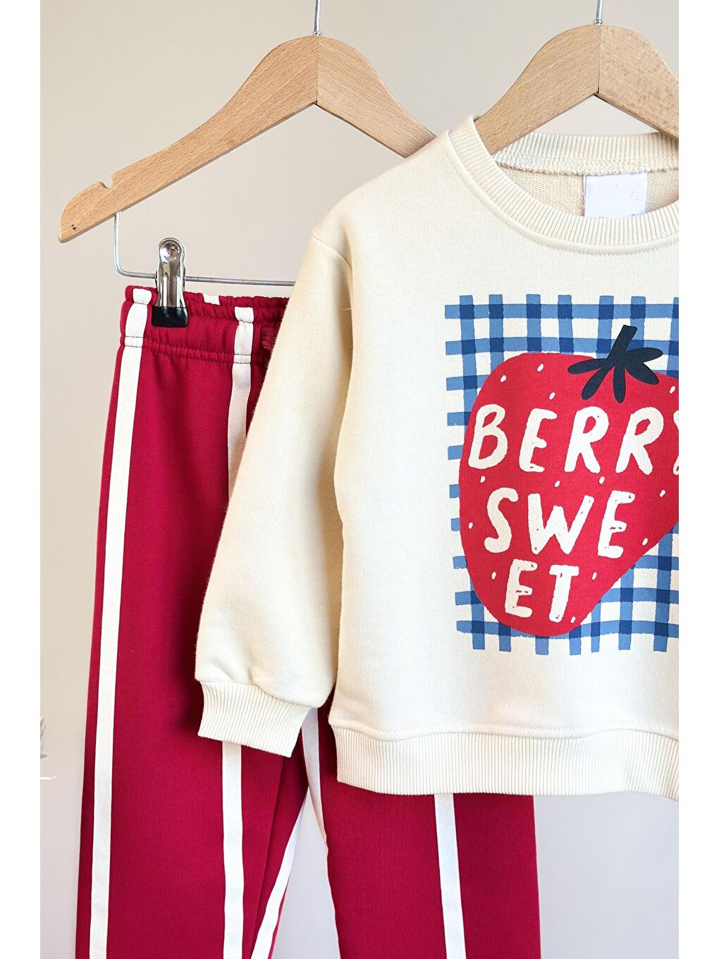 Lacivert Kız Çocuk Baskılı 3 İplik Pamuklu Kumaş Alt Üst Takım-1