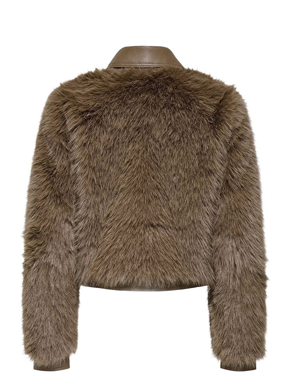 Kahverengi Onlnoeme Regular Fit Klasik Yaka Yumuşak Tüylü Düğmeli Mont 15356776-6