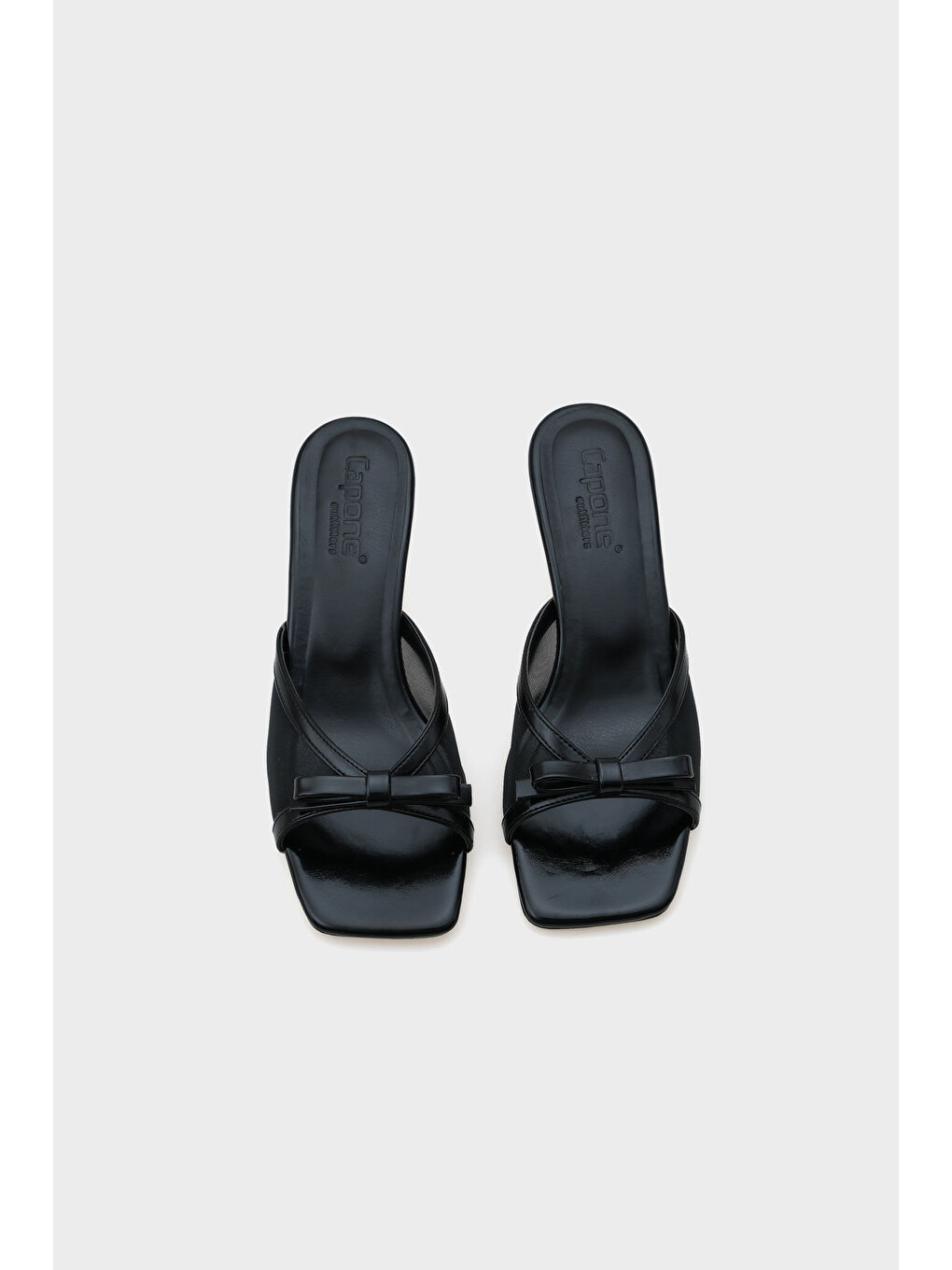 Gri Midge Orta Topuklu Fileli Fiyonklu Kadın Terlik-5