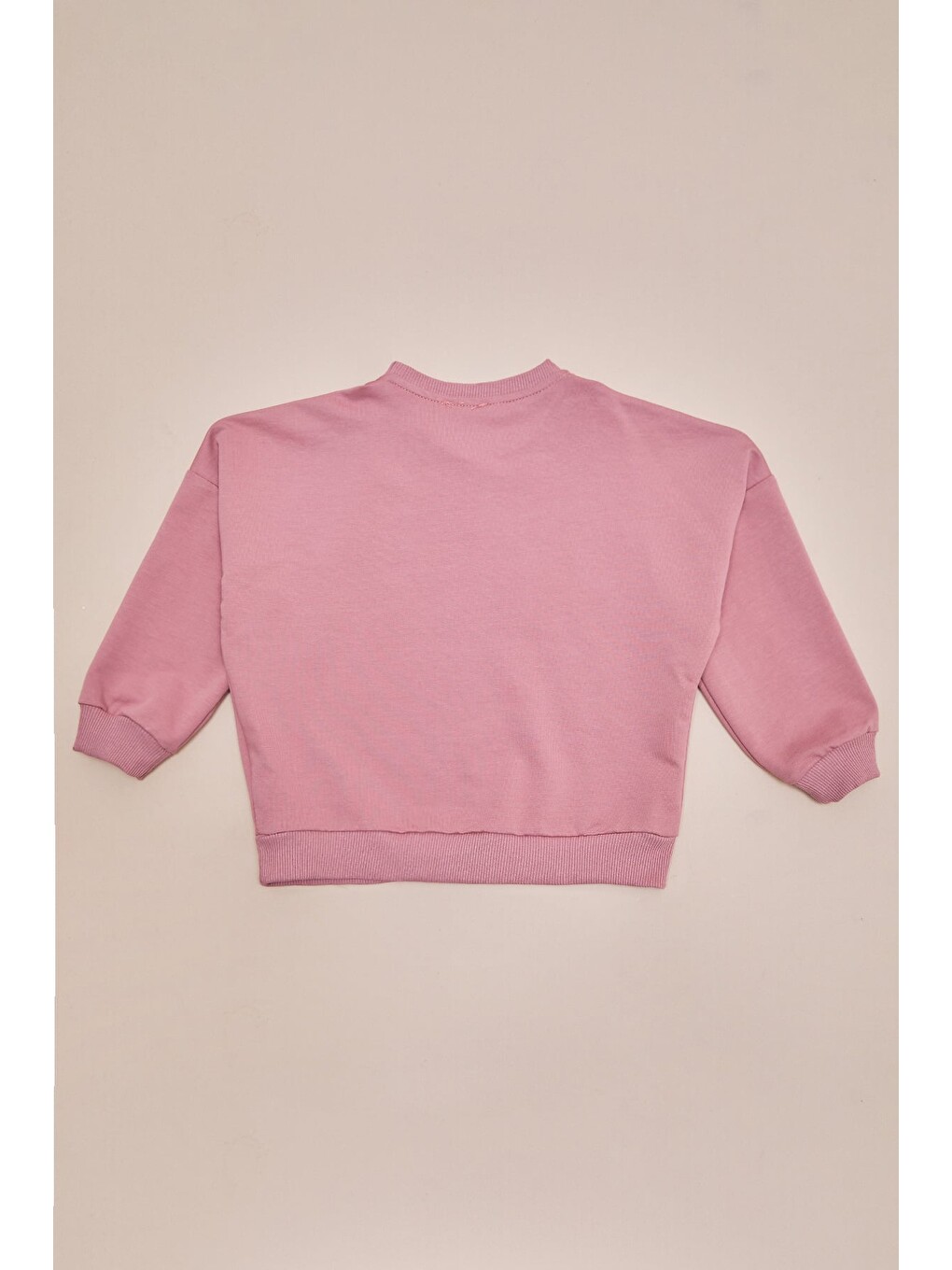 Pembe Kabartma Baskılı Oversize Kız Çocuk Sweatshirt-3