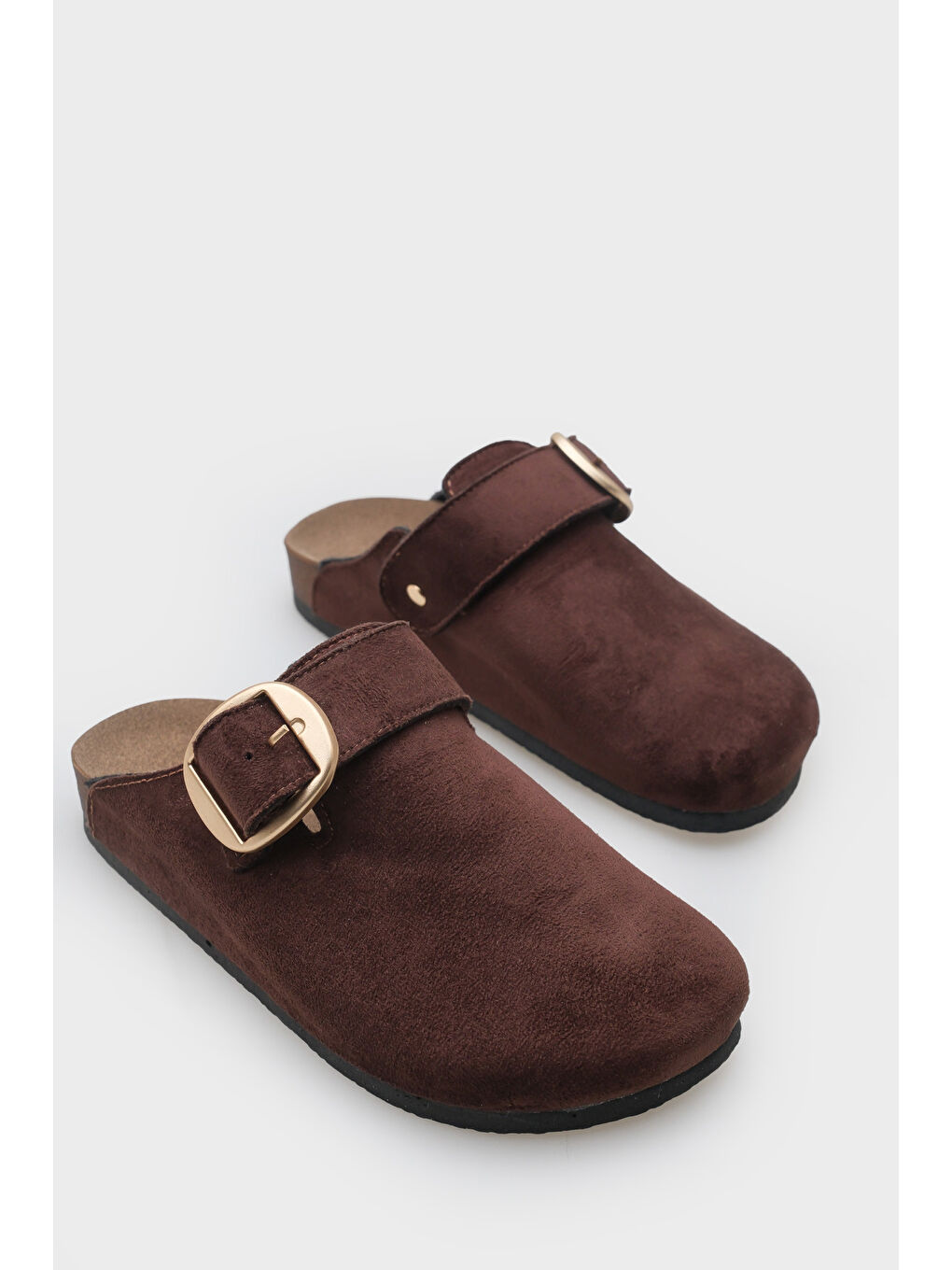 Kahverengi Maurita Tokalı Günlük Kadın Kapalı Terlik-1