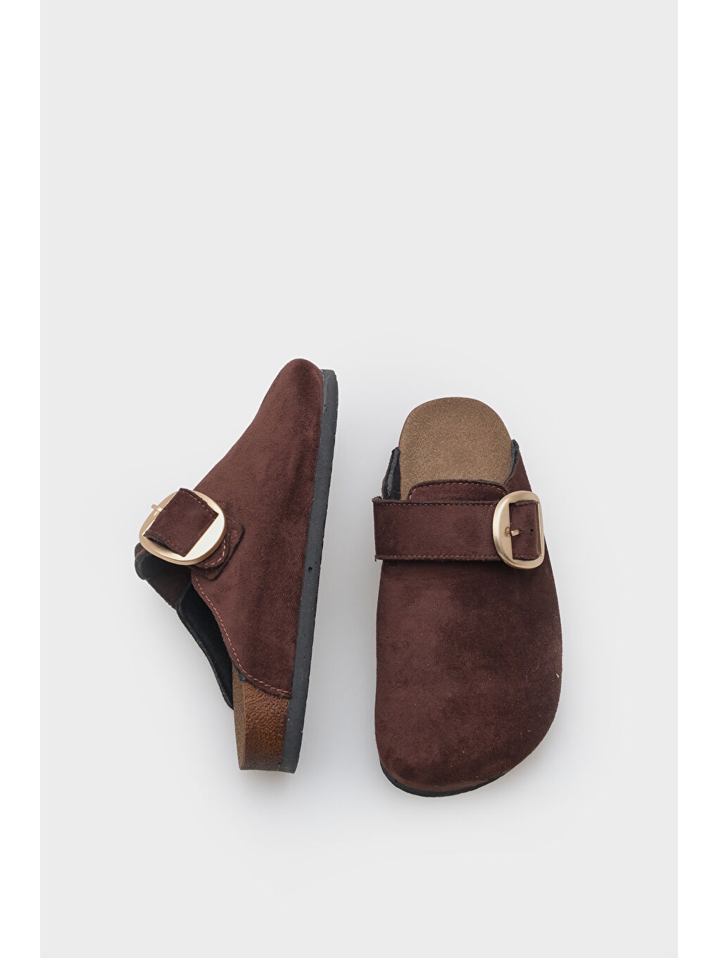 Kahverengi Maurita Tokalı Günlük Kadın Kapalı Terlik-4