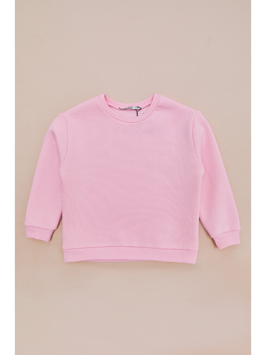 Pembe 3 İplik Basic Unisex Çocuk Sweatshirt-2