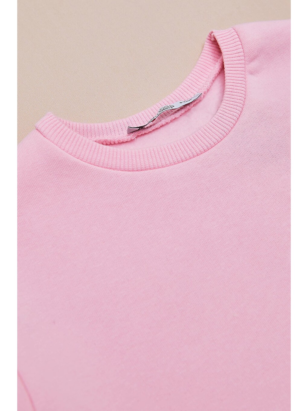 Pembe 3 İplik Basic Unisex Çocuk Sweatshirt-3