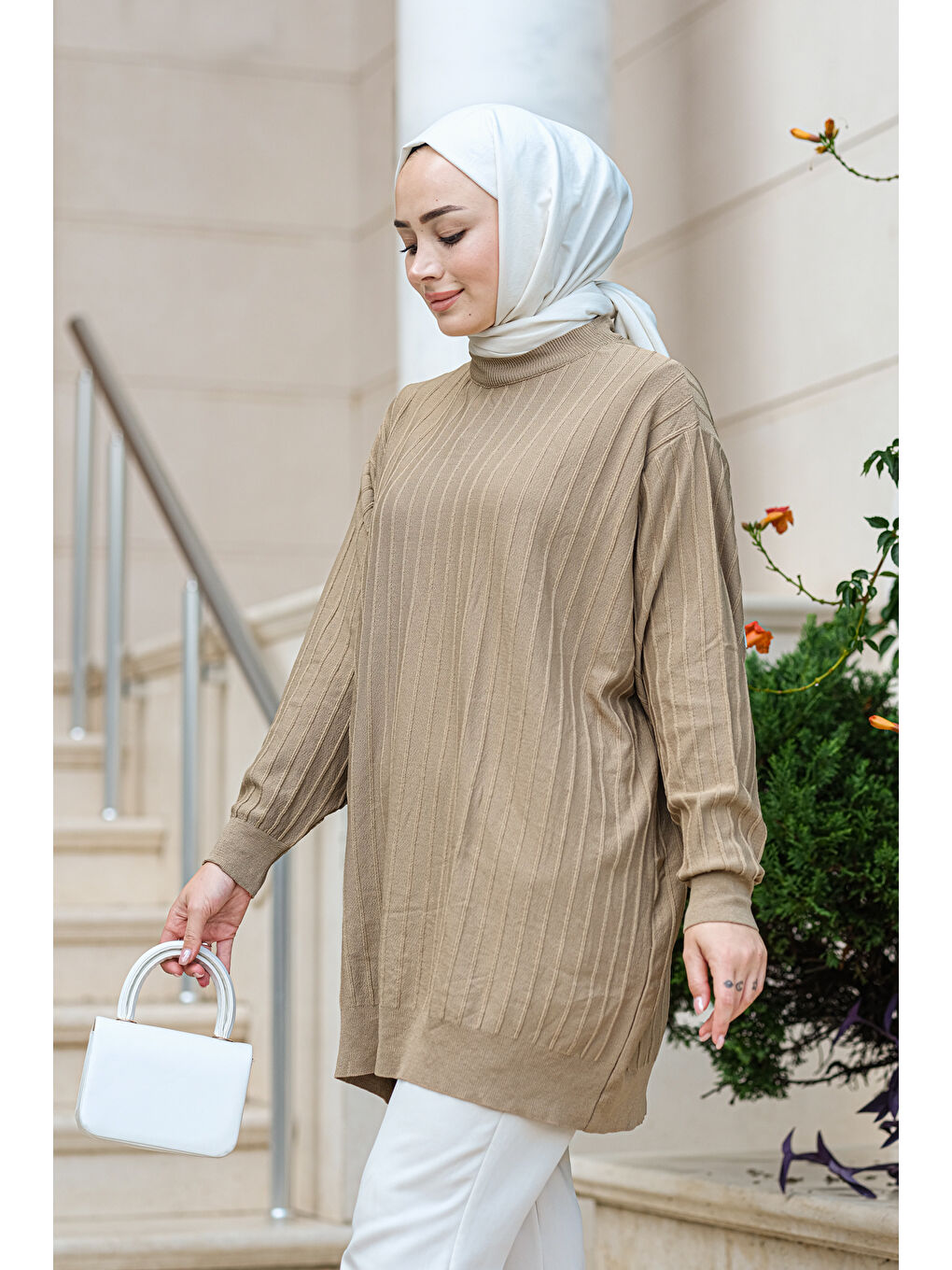 Locco Moda Vizon Bisiklet Yaka Tunik Vizon - 1