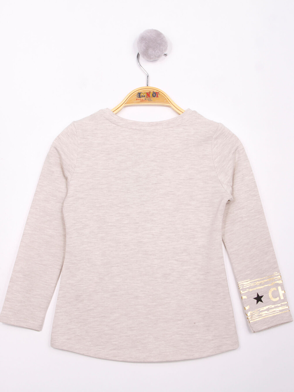 Bej Kız Çocuk Yıldızlı Chic Baskılı T-Shirt-1