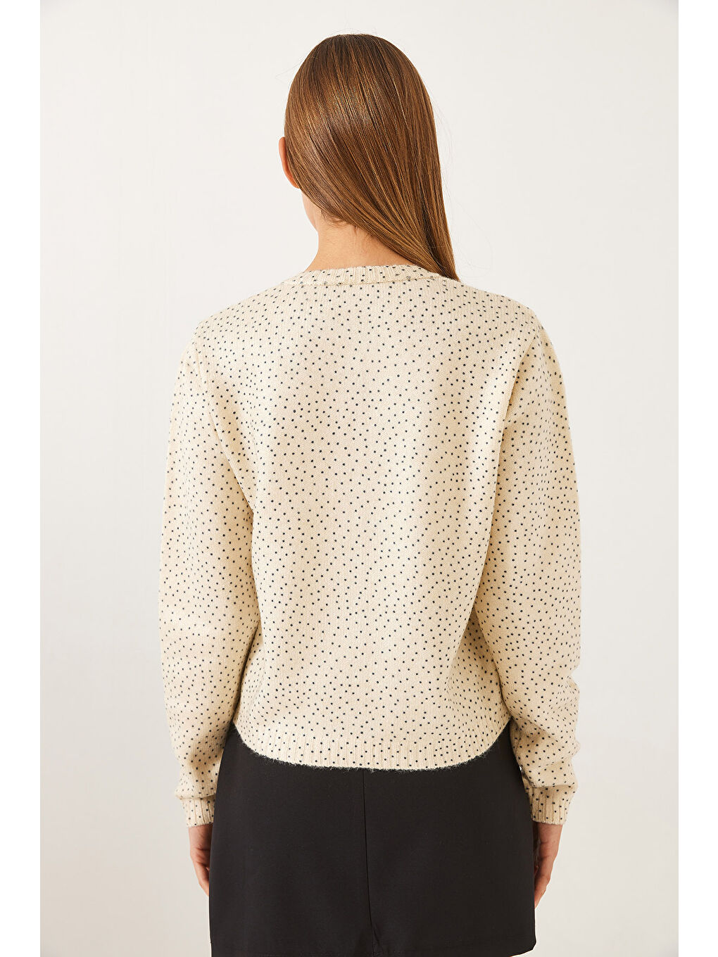 Ekru Kadın Düğmeli Triko Hırka-6