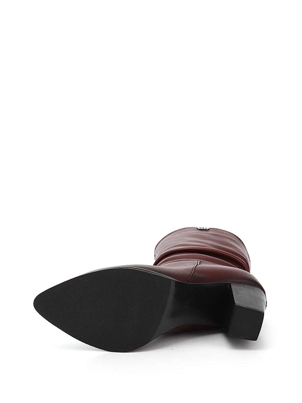 Bordo Kadın BORDO Sivri Burun Körüklü Kalın Topuklu Hakiki Deri Çizme-3