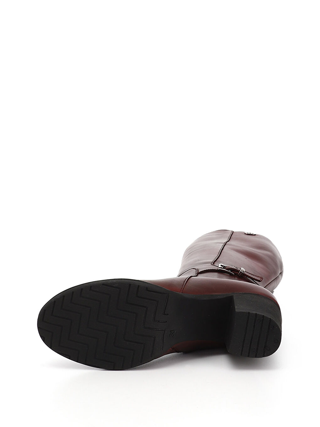 Bordo Kadın BORDO Fermuarlı Kalın Topuklu Hakiki Deri Çizme-3