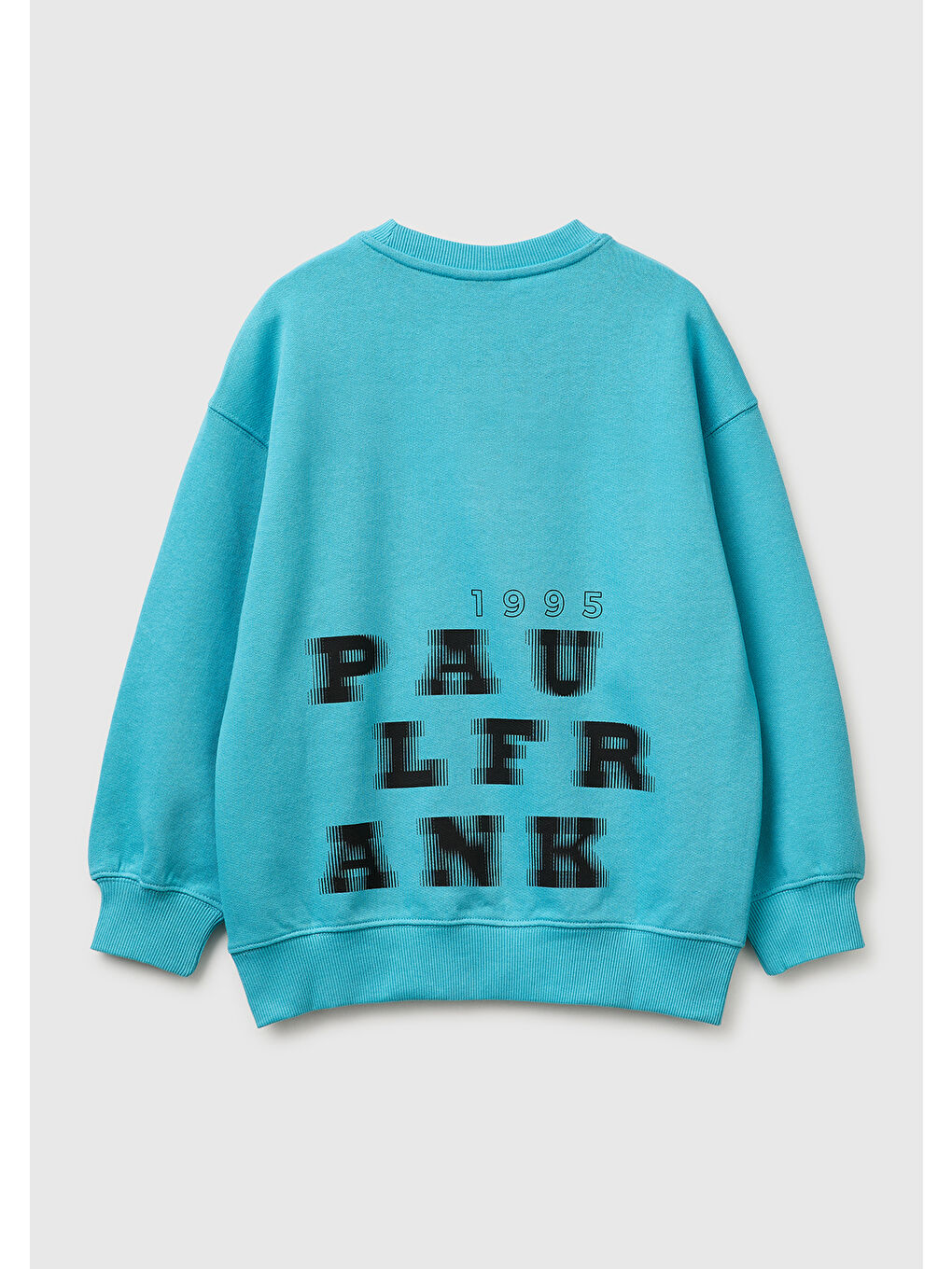 Erkek Çocuk Açık Mavi Önü ve Arkası Baskılı Etek Ucu Logolu Bisiklet Yaka Sweatshirt-1