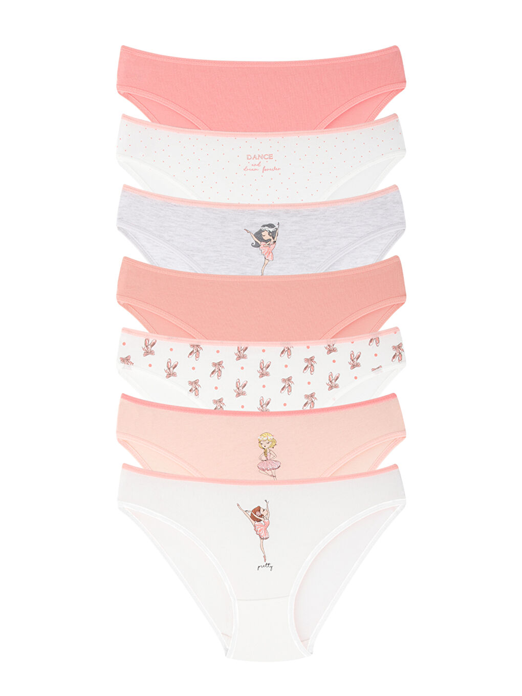 Karışık Kız Çocuk Somon Pamuklu Külot 7'li Paket