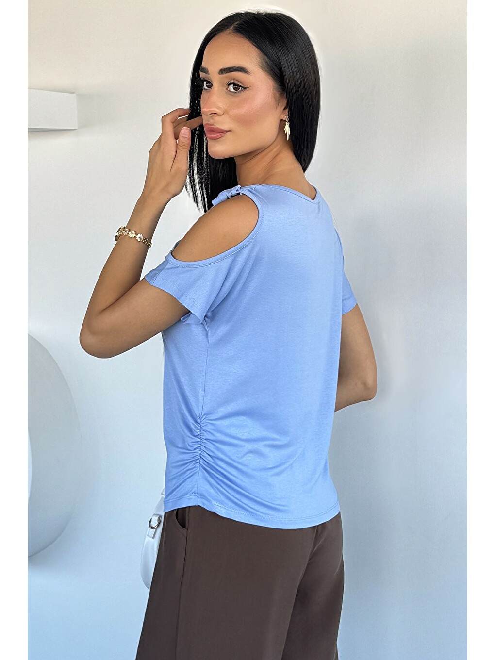 Mavi Kadın Baskılı Basic Tişört-3