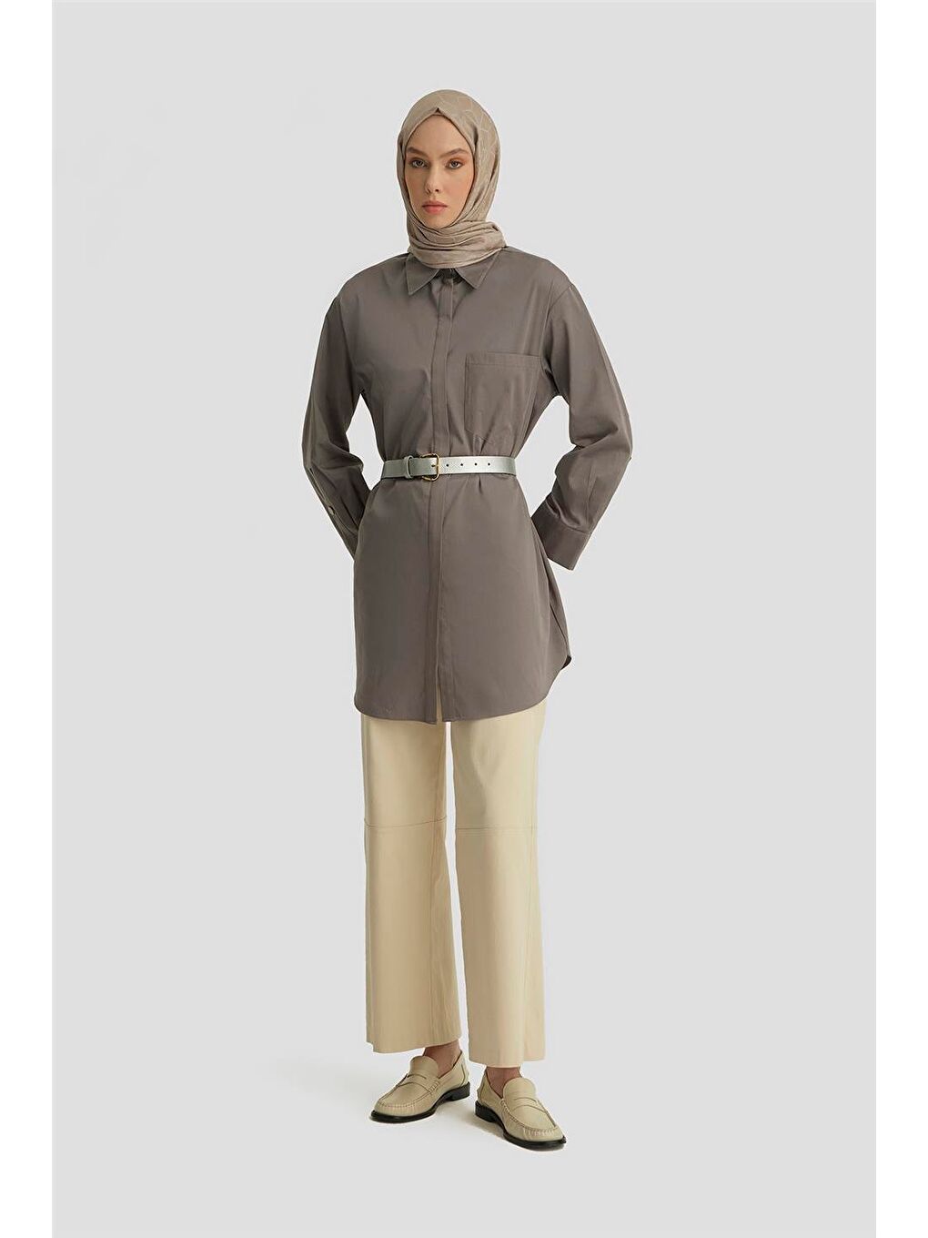 Varak Baskılı Tunik 25Y4601 Gri