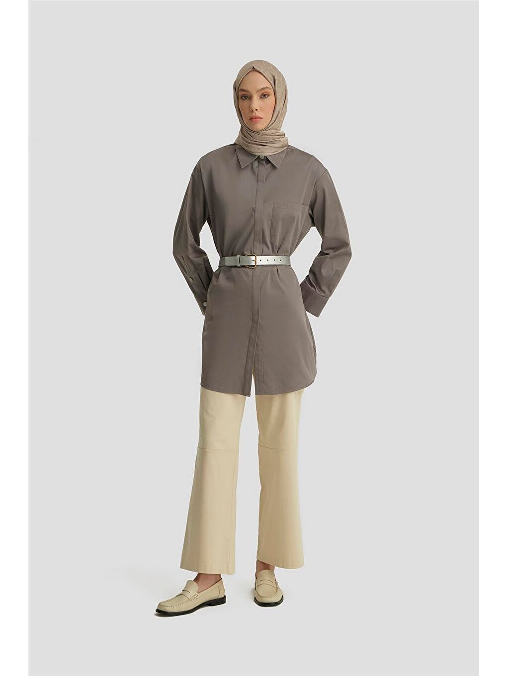 Varak Baskılı Tunik 25Y4601 Gri-1