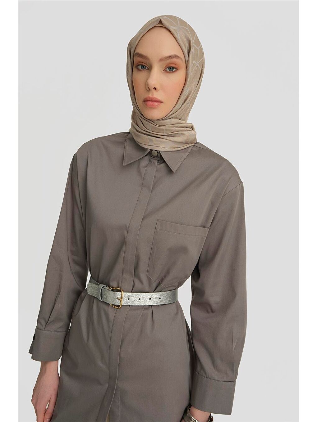 Varak Baskılı Tunik 25Y4601 Gri-2