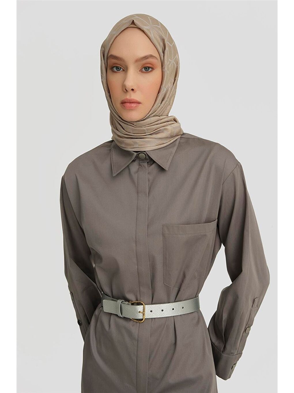 Varak Baskılı Tunik 25Y4601 Gri-3