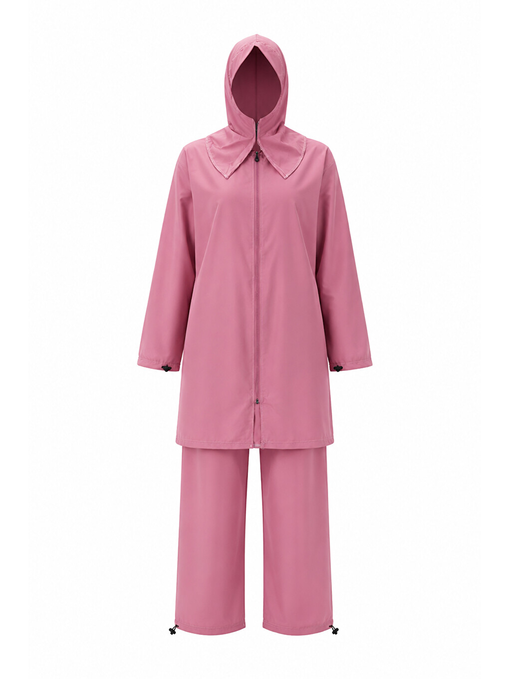 Pembe Çift Bone Paraşüt Tam Kapalı Tesettür Mayo 01 Gül Kurusu-1