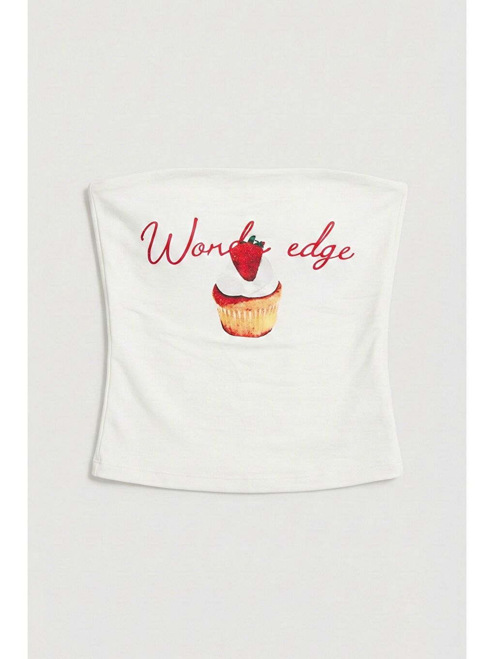 Kadın Beyaz w5 Baskılı Cup Destekli Straplez Tasarım Büstiyer-2