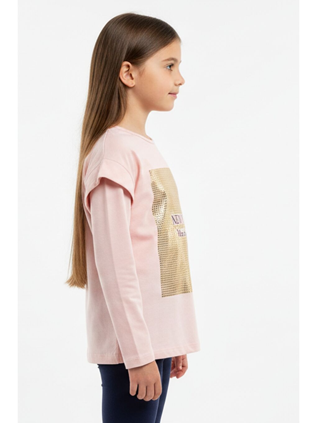 Pembe Kız Çocuk Baskılı Tişört-1