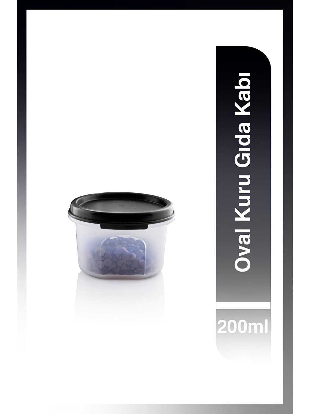 Tupperware Siyah Oval Kuru Gıda Kabı 1 / 200ml