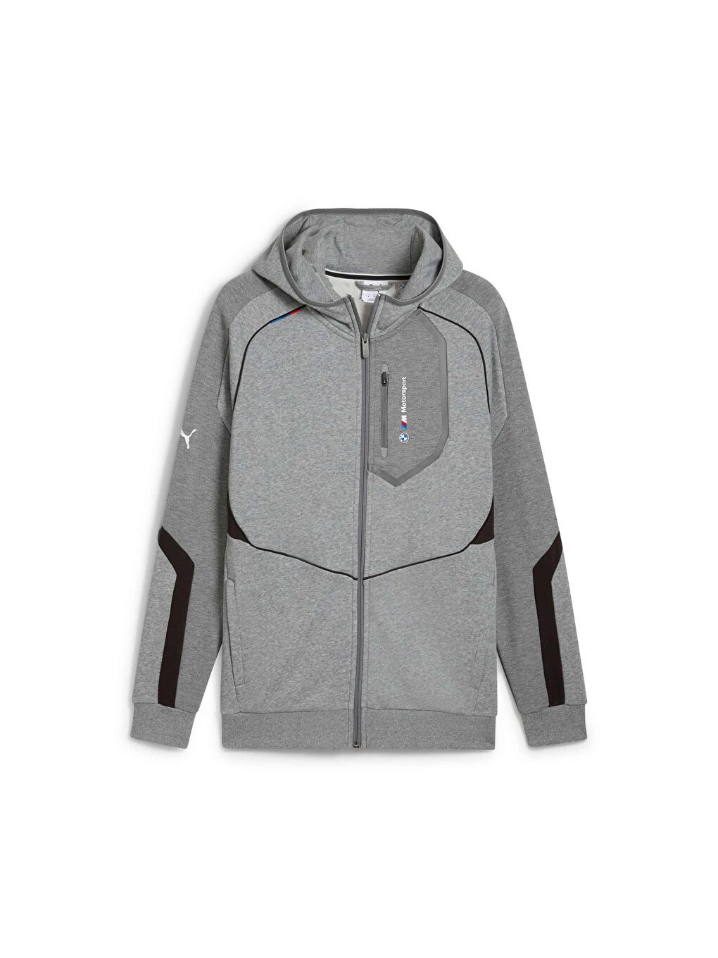 Gri BMW M Motorsport Erkek Kapüşonlu Fermuarlı Sweatshirt