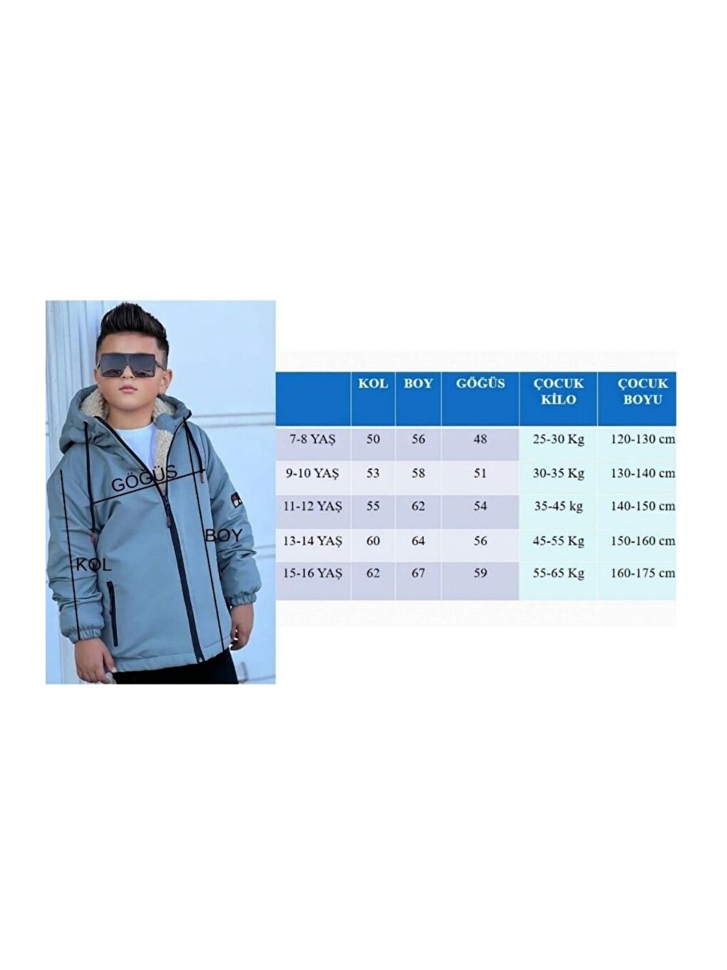 Mavi Erkek Çocuk Çıkarılabilir Kapüşonlu Kürklü Oversize Kışlık Mont Km4050-6