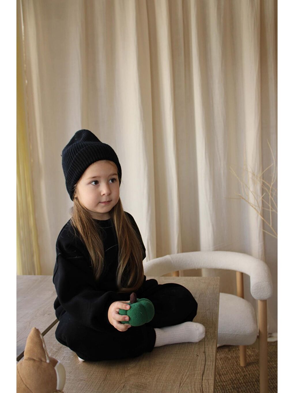 Siyah Dikişli Polarlı Eşofman Takım-6