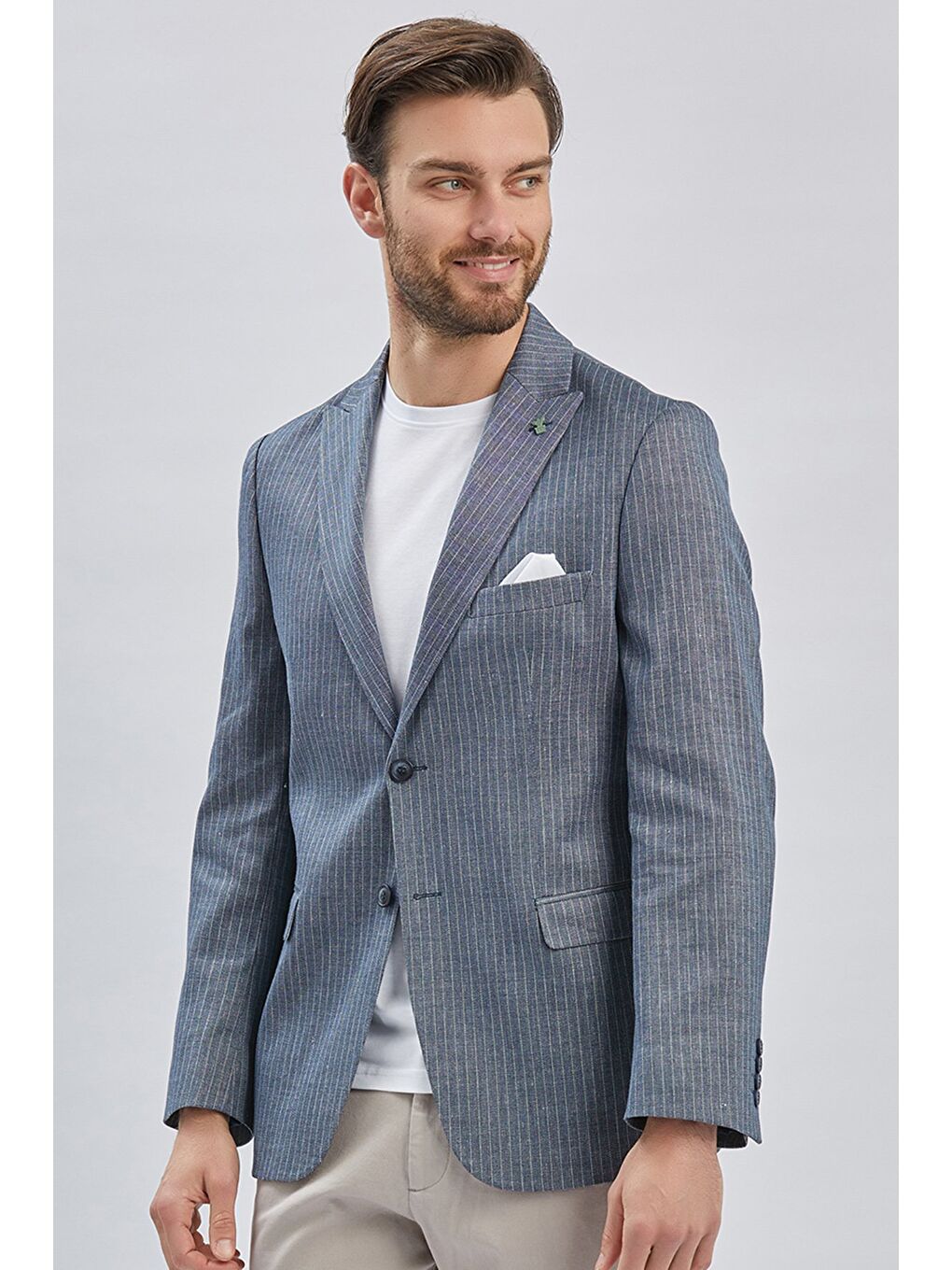 Koyu Lacivert Kırlangıç Yaka Çift Yırtmaç 6 Drop Comfort Fit Rahat Kesim Klasik Ceket 1002240101-2