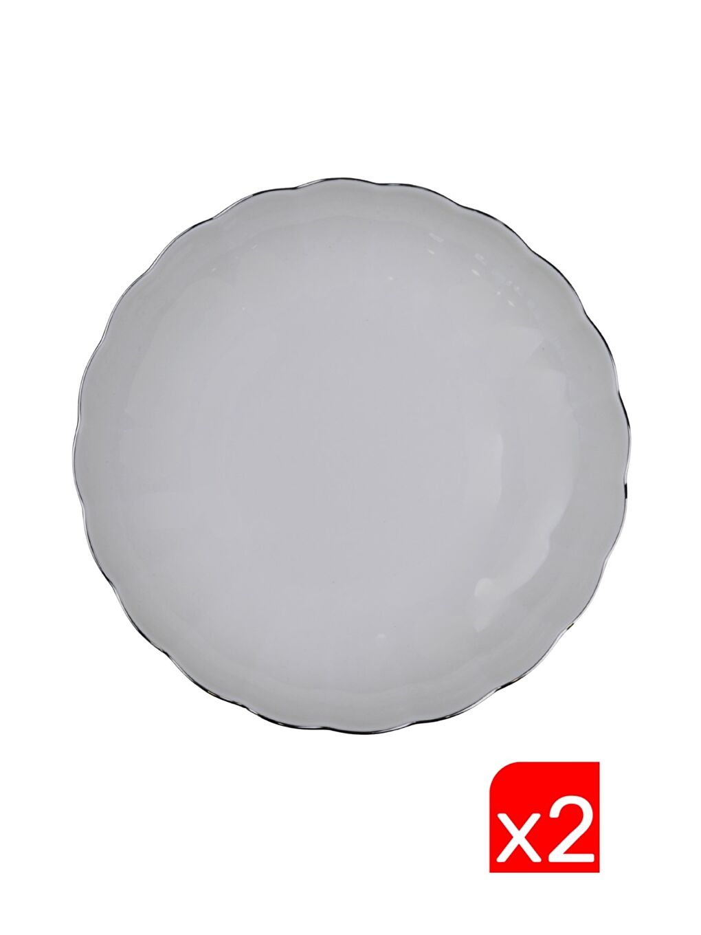 Ekru Bone Luz Platin Fileli Çukur Tabak 20cm 2 li