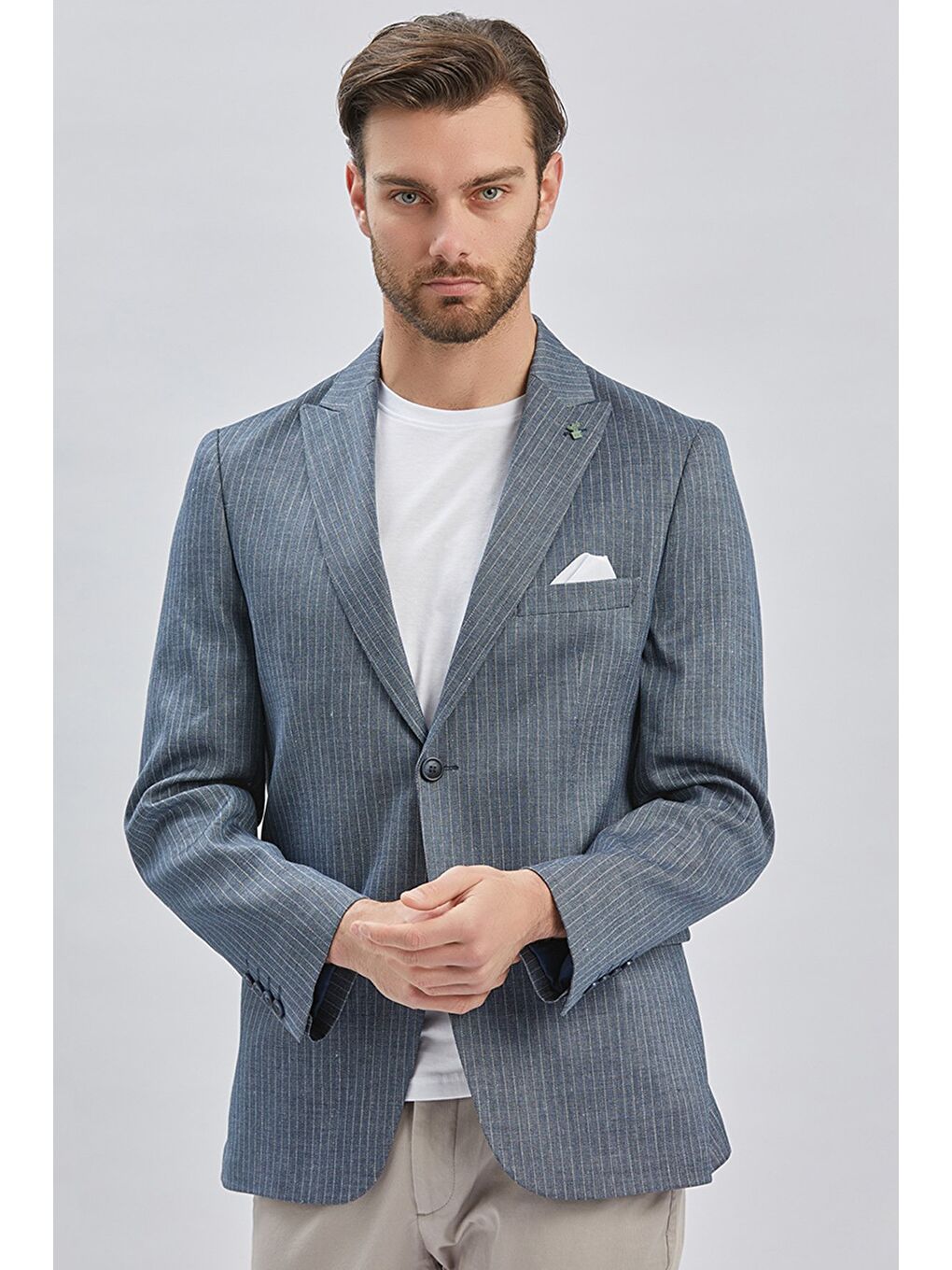 Koyu Lacivert Kırlangıç Yaka Çift Yırtmaç 6 Drop Comfort Fit Rahat Kesim Klasik Ceket 1002240101-4