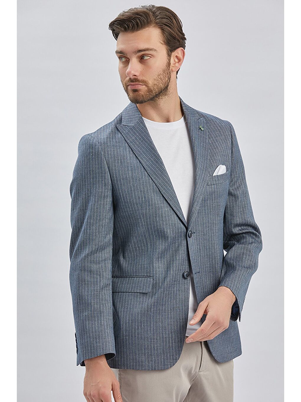 Koyu Lacivert Kırlangıç Yaka Çift Yırtmaç 6 Drop Comfort Fit Rahat Kesim Klasik Ceket 1002240101-5