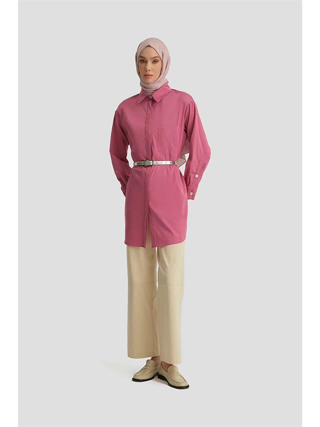 Pembe Varak Baskılı Tunik 25Y4601 Sümbül-1