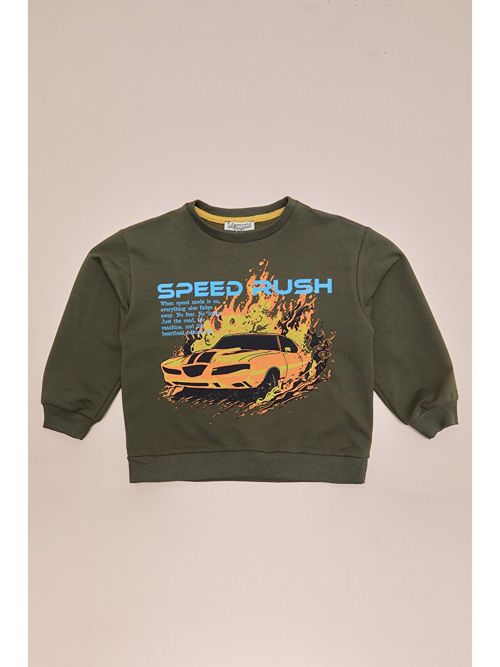 Haki Araba Baskılı Erkek Çocuk Sweatshirt-2