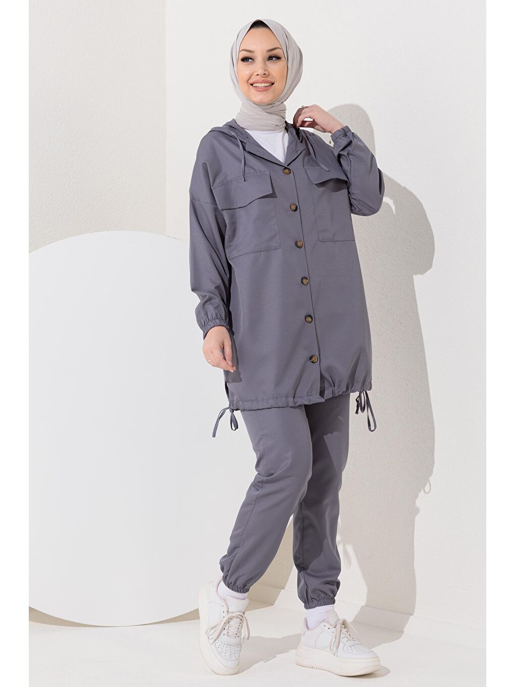 Orta Kadın Gri Tunık Pantolon - 3711-1