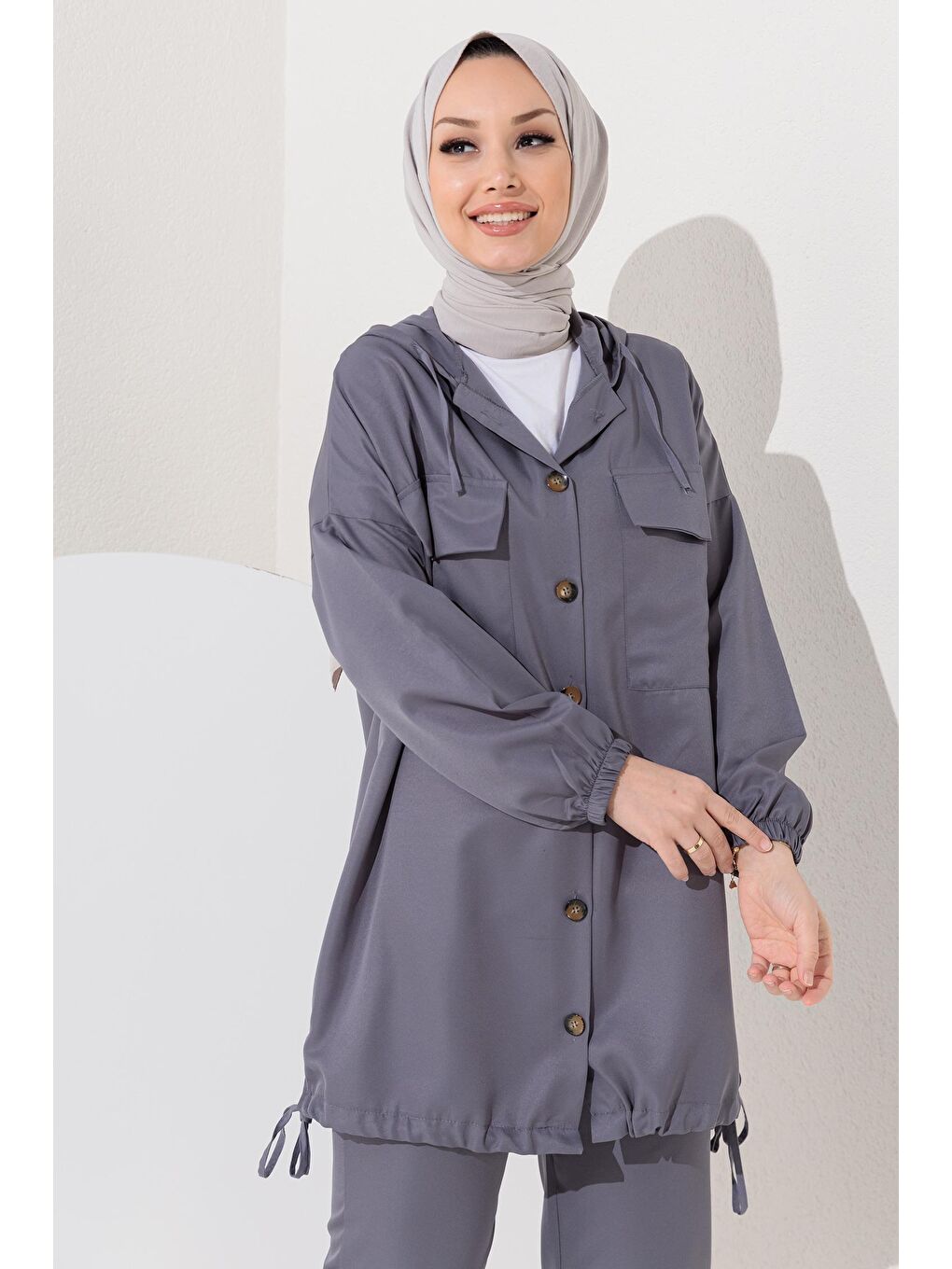 Orta Kadın Gri Tunık Pantolon - 3711-2