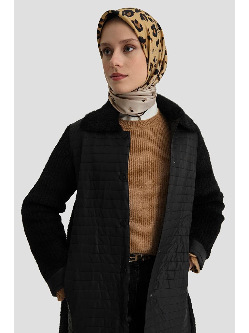ARMİNE Yumuşak Trikolu Kapitone Kap 24K7507 Siyah - 4