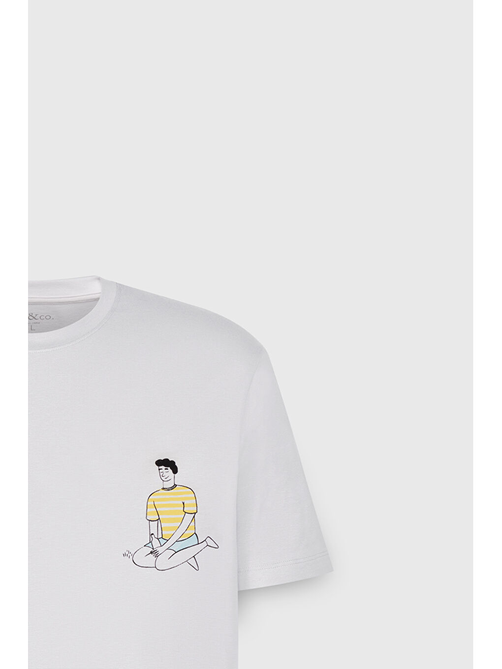 Erkek Ekru Comfort Fit Rahat Kesim %100 Pamuk Yumuşak Dokulu Baskılı Tişört-9