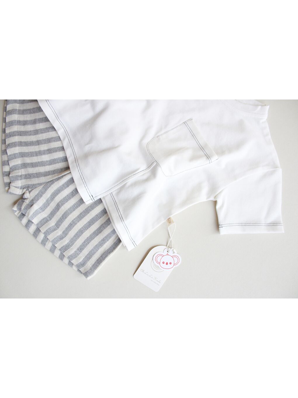 Gri Kontrast Dikişli Asimetrik Şortlu Takım-5