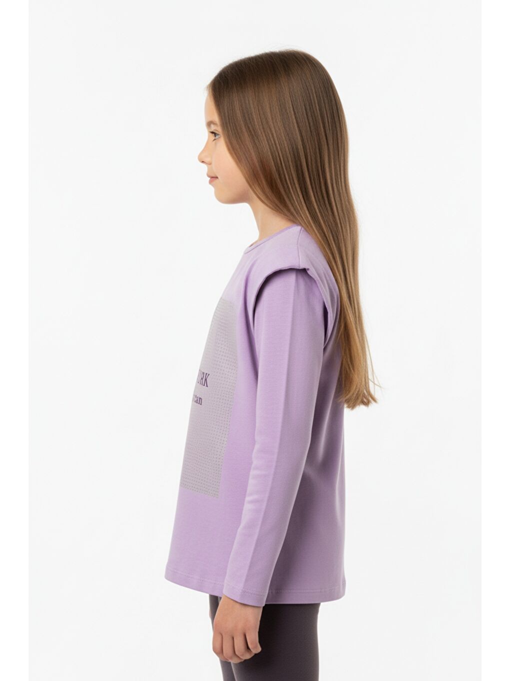 Lila Kız Çocuk Baskılı Tişört-2