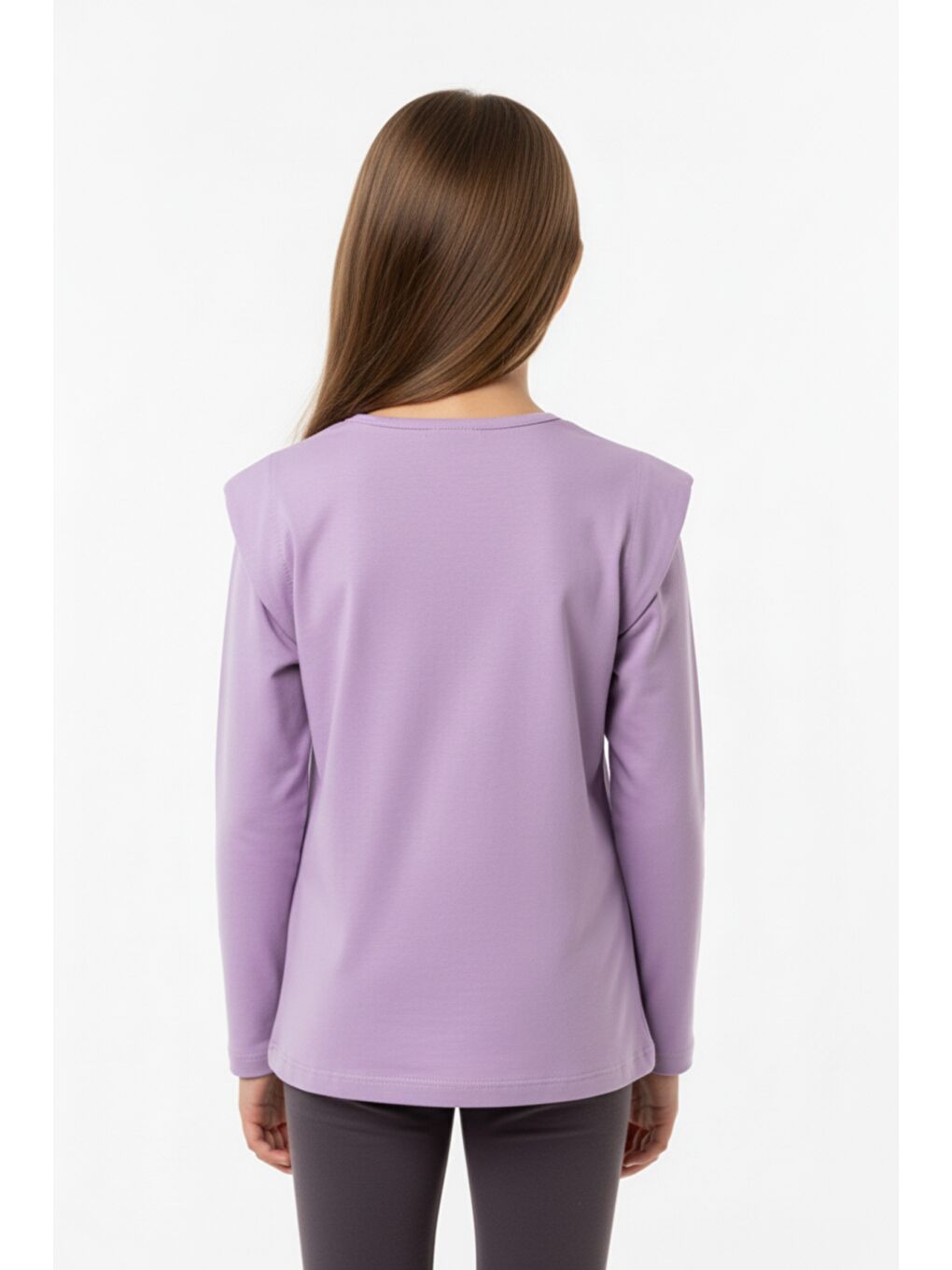 Lila Kız Çocuk Baskılı Tişört-3