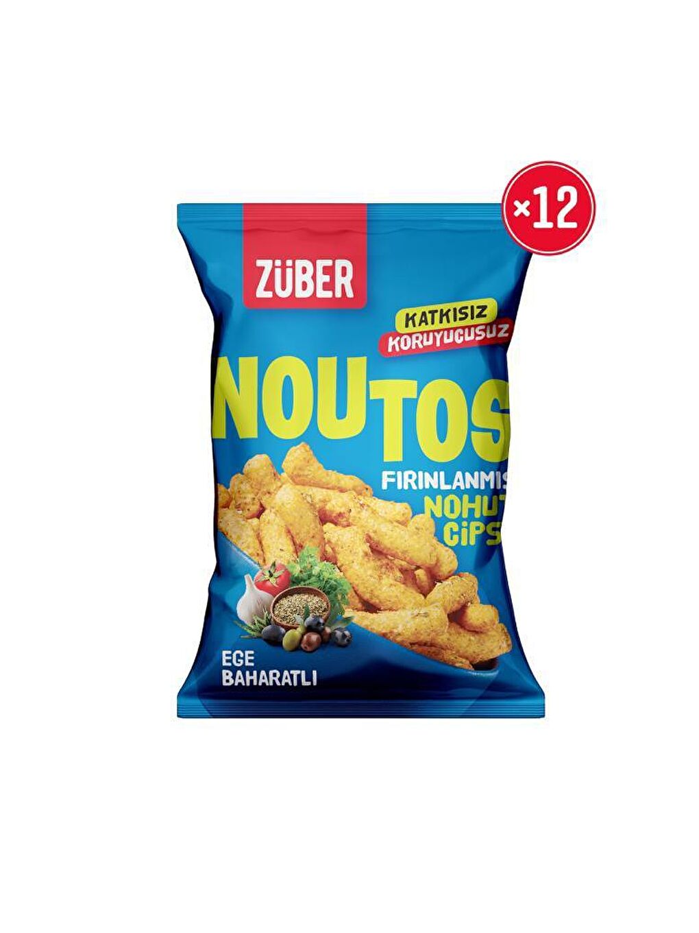 Züber Renksiz Noutos Fırınlanmış Nohut Cipsi Ege Baharatlı 55g X 12 Paket