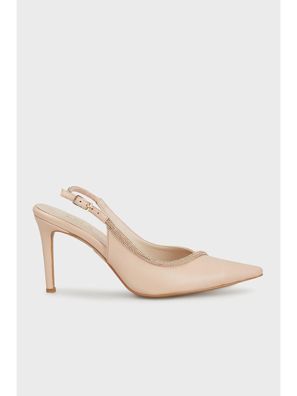 Bej Taş Detaylı Sivri Burun Topuklu Ayakkabı 3472681984